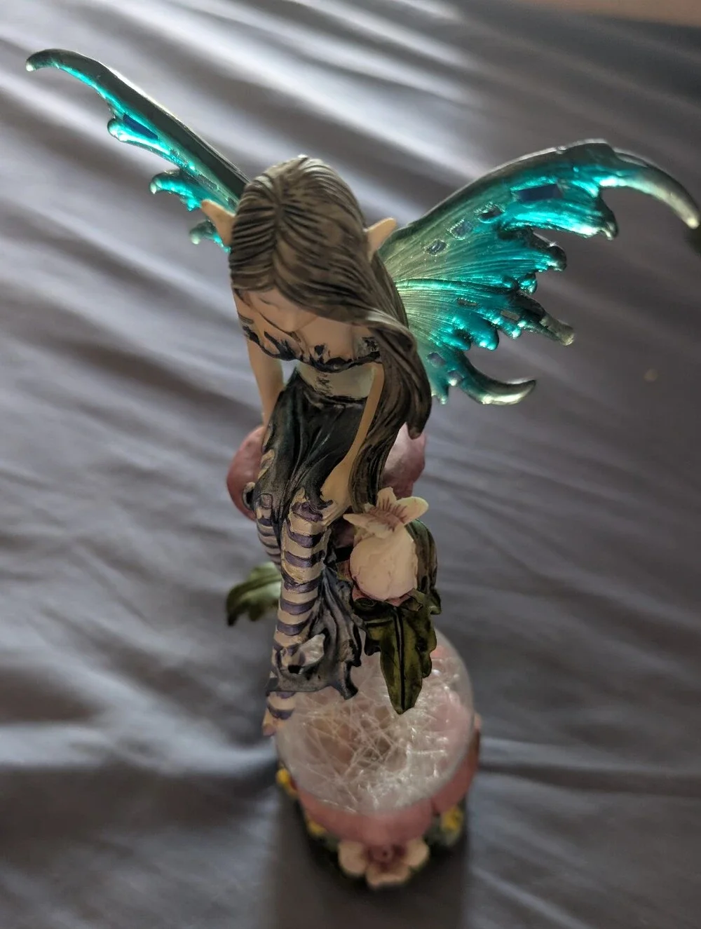 Gorgeous Gothic Fantasy Fairy Statue with Light-Up Crystal Orb